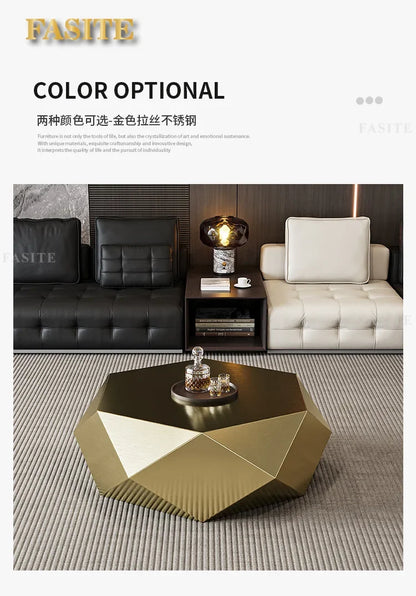 Fashion Italian minimalist gold diamond coffee table designer high-end small apartment modern