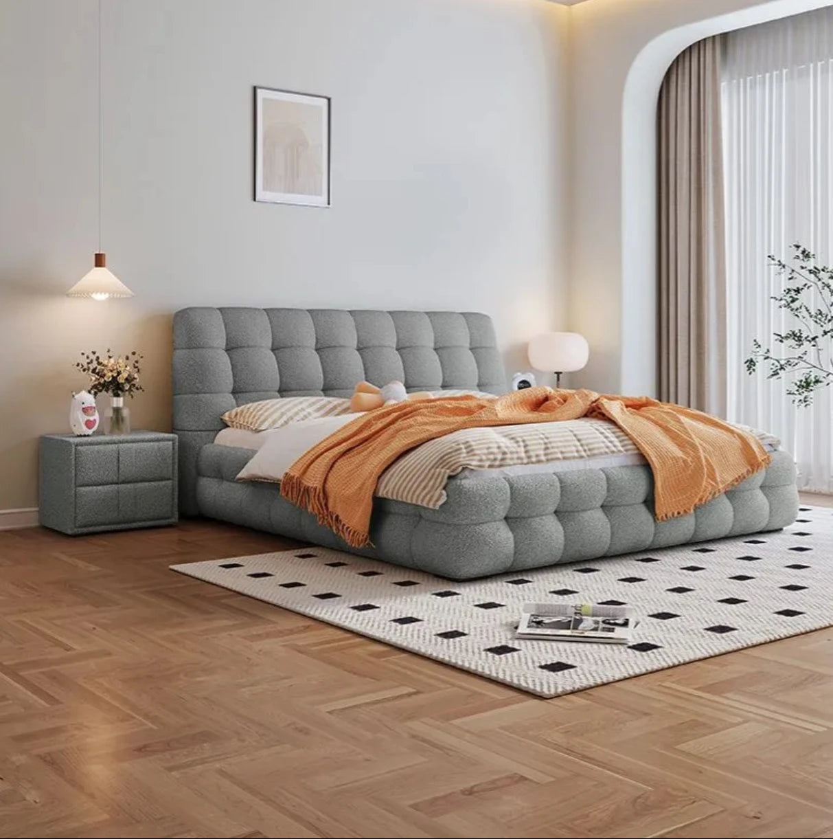 Luxury Modern Bedroom Furniture Storage Multifunctional Leather Fabric king Size Wood Beds
