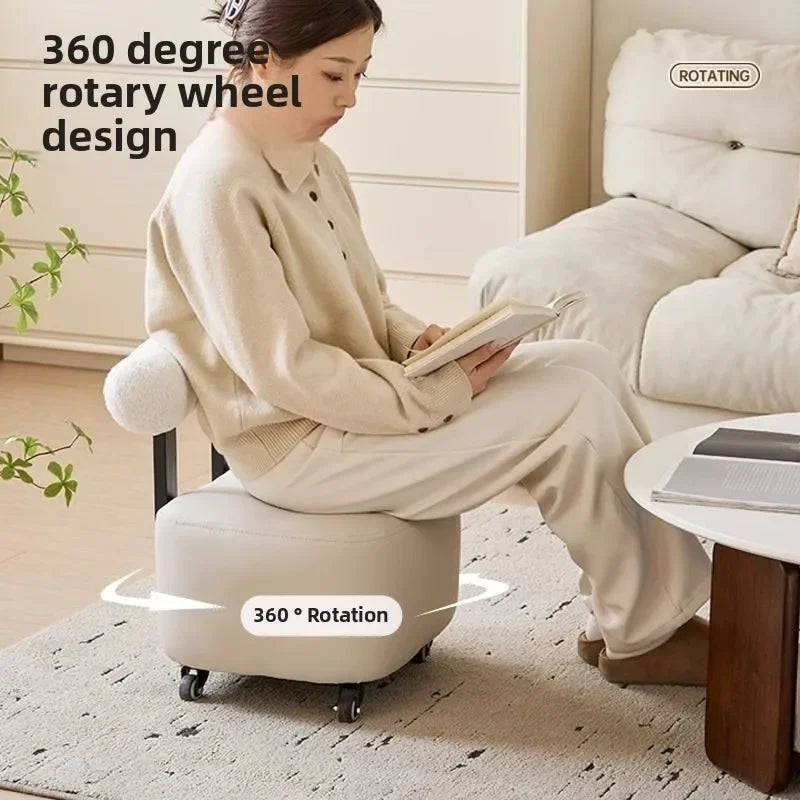 Household yo-stool simple shoe changing stool, backrest sofa pulley stool,  universal wheel rotating creative low stool