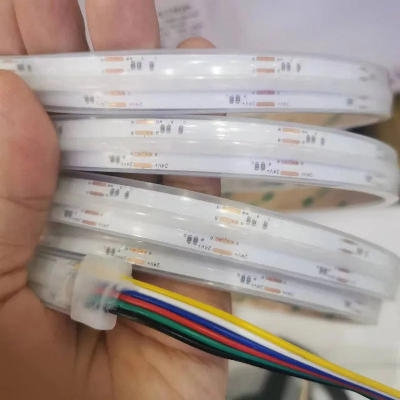 COB RGBCCT Waterproof IP67 DC24V LED Strip Light  84RGB CCT Dotless Flexible FCOB LED Tape Ribbon Lamp for Room Decoratio0LEDs/m