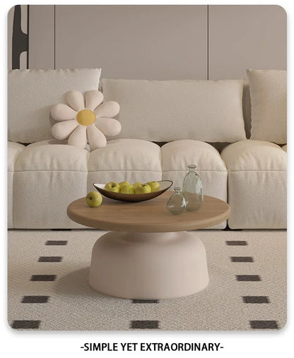 Modern Cream-style Coffee Round Table for Small Space Living Room Japanese Style Minimalist Furniture Living Room Side Table