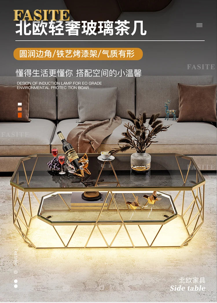 Postmodern Luxury Glass Coffee Tables Nordic Patio Center Entrance Floor Coffee Tables Smart Elegant Home Furniture