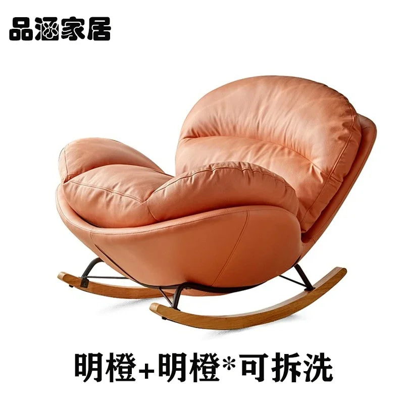 Simple Recliner Wooden Chair Accent Nordic Cheap Bedroom Rocking Living Room Chairs Designer Comfy Fotele Do Salonu Furniture