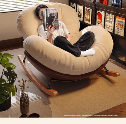 Egg Shell Rocking Chair Lounge Recliner Bed Sleep Rest Foldable Single Seater Indoor Outdoor Casual Living Room Chair Furniture