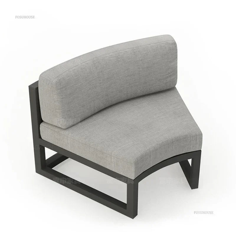 Outdoor Waterproof Sun Protection Garden Sofas Curved Outdoor Sofa Aluminum Alloy Courtyard Villa Reception Sofa Coffee Table L