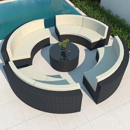 Leisure Outdoor Villa Garden Arc Sofa Hotel Courtyard Rattan Sofa B & B Terrace Sofa Furniture