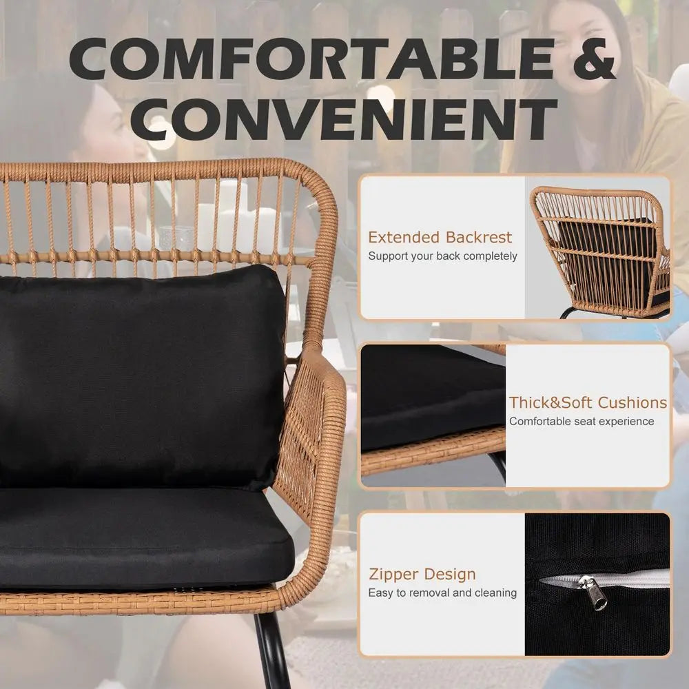 Piece Outdoor Wicker Furniture Bistro Set, Rattan Chairs Conversation Sets Wicker Patio Furniture for Balcony Poolside Backyard
