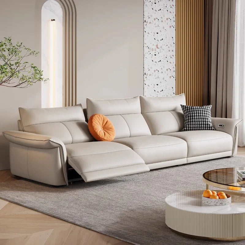 Leather sofa, electric living room, home theater sofa, modern function, adjustable leg support, one layer cowhide sofa