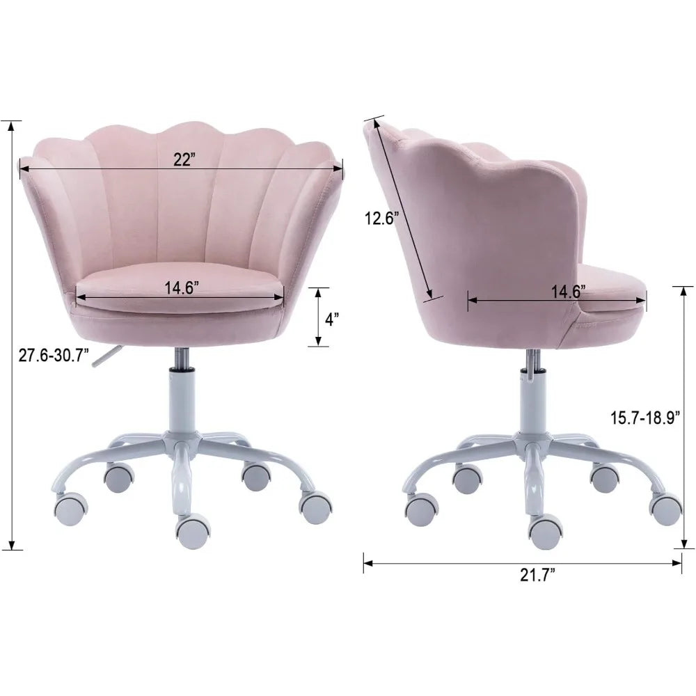 Cute Kids Desk Chair,Velvet Bedroom Chair Adjustable Child Computer Chair Swivel Shell Vanity Chairs for Girls Bedroom/Study Ro