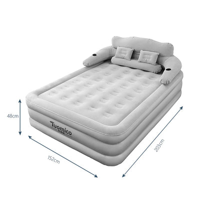 Camping Air bed with Backrest 2 Persons Inflatable Mattress Camping Folding Home Indoor Outdoor Air Cushion 48cm High Bed