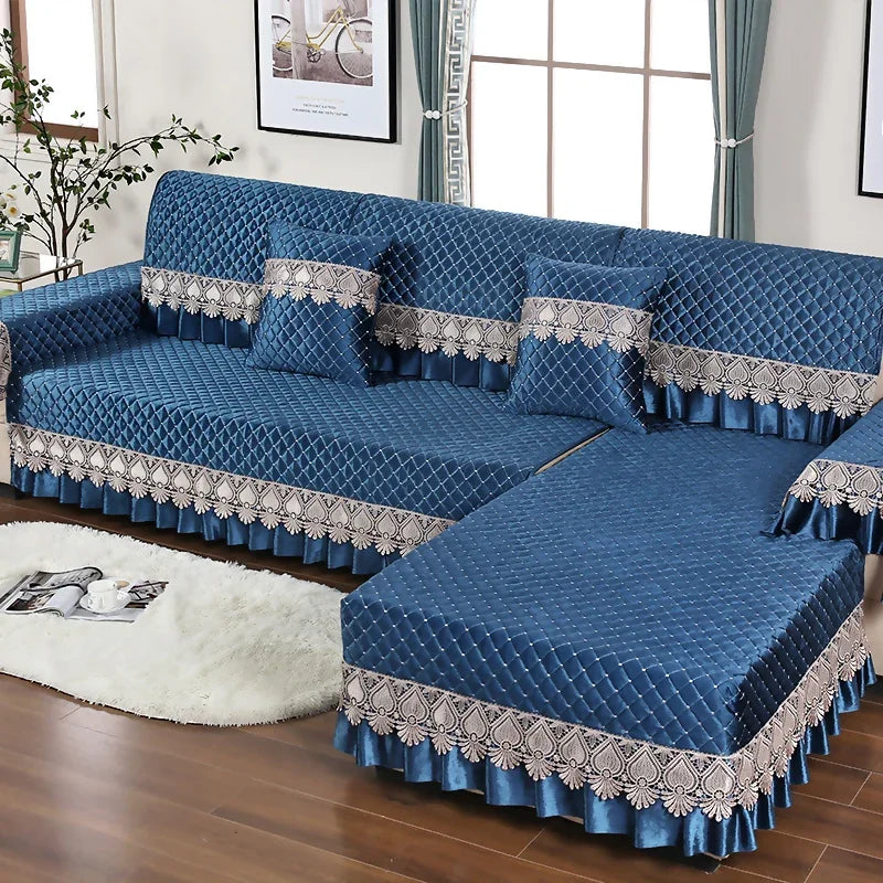 Sofa Cushion Soft Thick Sofa Cover Plush Towel Living Room Non-slip Corner Couch Covers Protective  Lace 1/2/3/4 Home Seat  Mat
