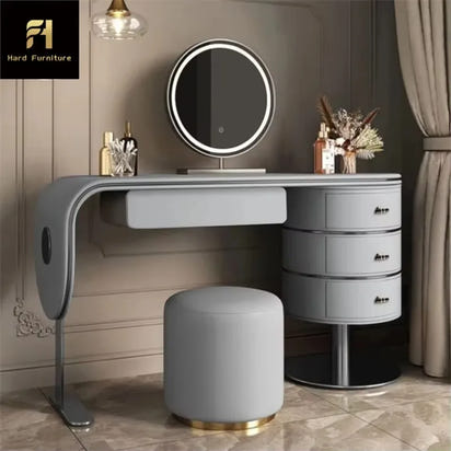 Custom Light Luxury Bedroom Furniture High Quality Wooden Dressing Table Set Smart LED Makeup Mirror Vanity Table with Drawers