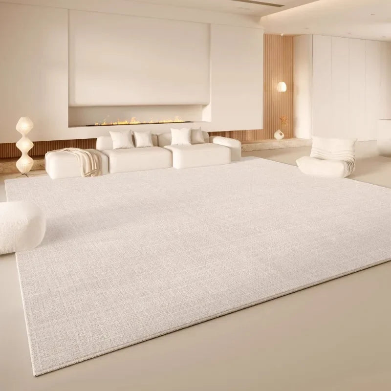 VIKAMA Minimalist Cream White Area Rug, Non-Slip Soft Living Room Carpet, Wabi-Sabi Style Floor Mat for Bedroom & Home Decor