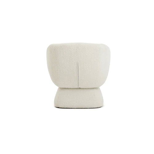 White Boucle swivel Chair, Solid Wood Frame, Modern Leisure Armchair, Ideal for Living Room & Bedroom