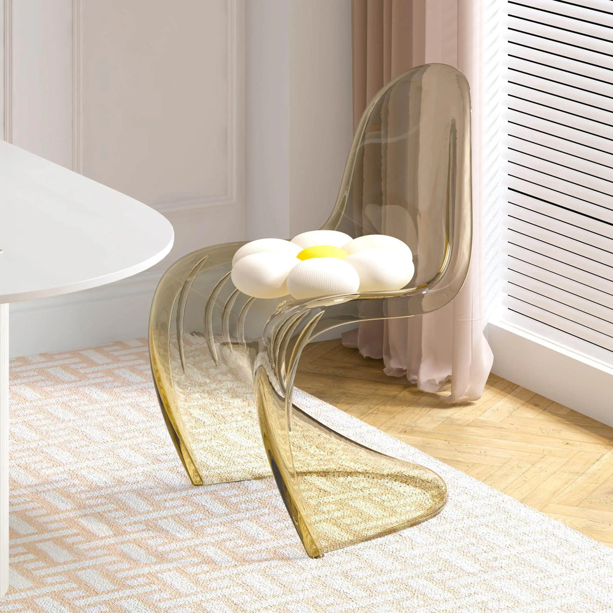 Acrylic transparent chair simple household light luxury high-end dining table chair makeup chair Pan Dong chair