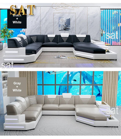 For Customizable Wholesale Leather Sofa Bed 7 Seater Sectional Couch Sofa Set Bed