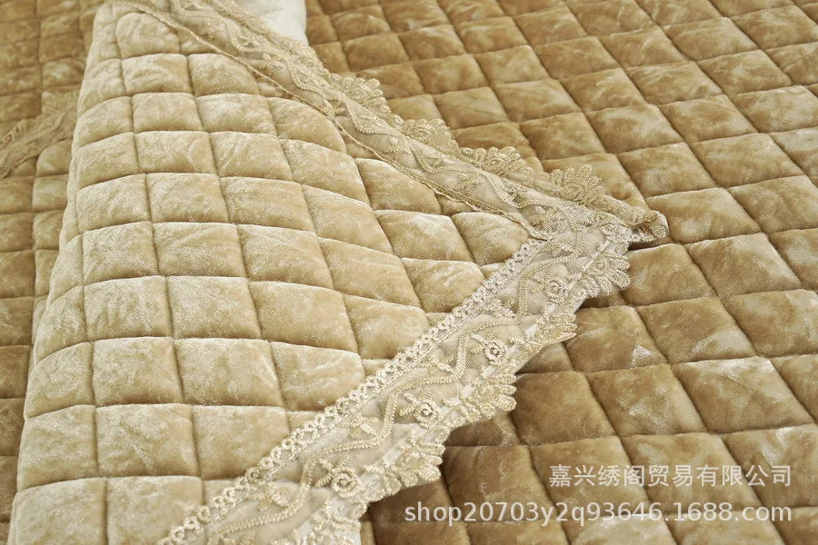 New Model European-style Thick Diamond Velvet Sofa Cover Four Season Universal Anti Slip And Dustproof Solid Color Sofa Cushion