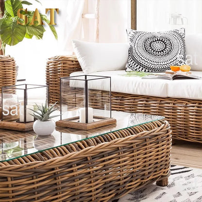 Modern Leisure Hotel Outdoor Garden Lounge Sofa Sectional Set Wicker Rattan Patio Balcony Furniture for Living Room