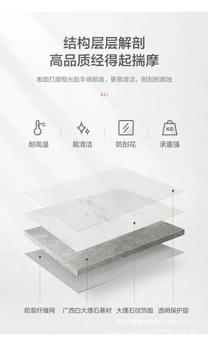 Light luxury modern coffee table microcrystalline stone high-end home high-end new living room villa marble lengthening