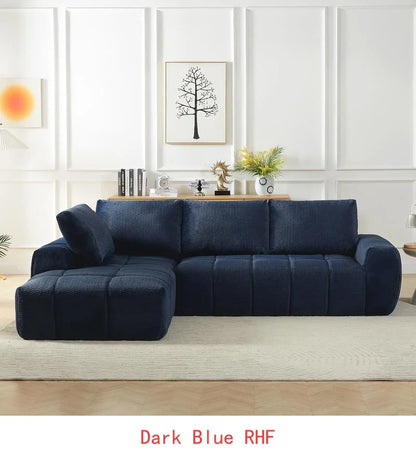 L-Shape Faux Fur Luxury Sectional Sofa, Minimalist Design Comfy Sleeper Couch for Living Room, Apartment & Reception Areas, No