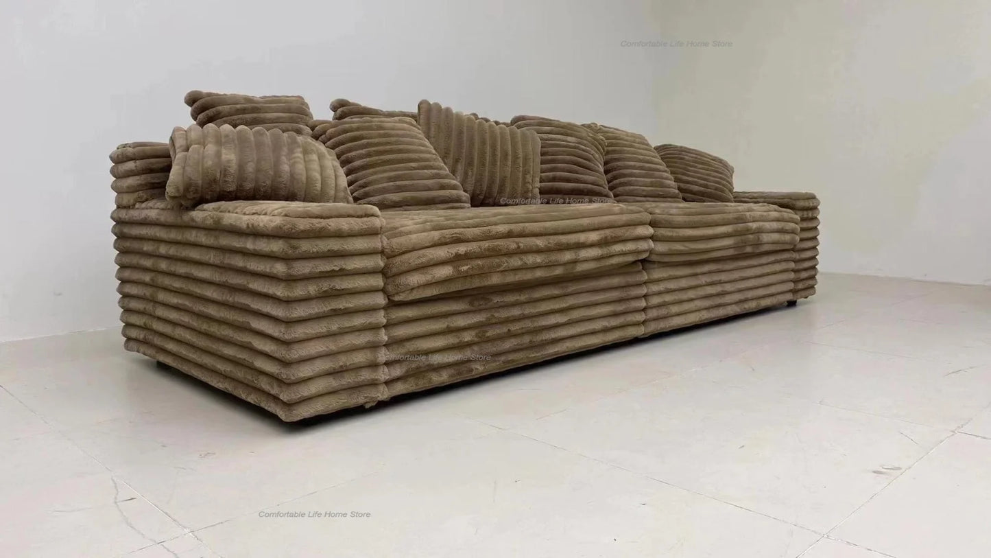 Nordic Cloud Lazy Sofa Thick Corduroy Texture Extra Wide Seat Depth Design Vacuum Compressed Packaging A Must-Have for Home