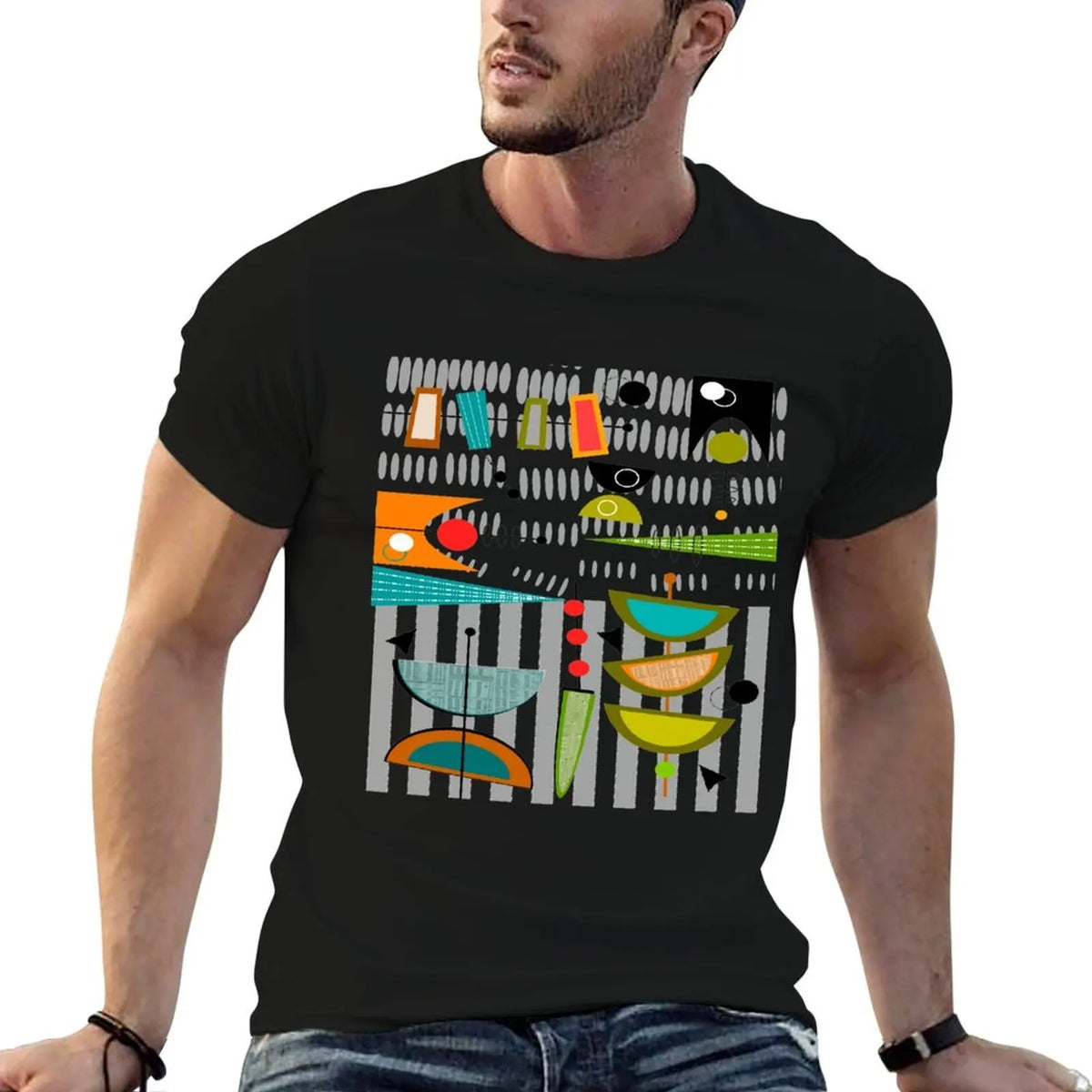 man cotton Modern shirt men Mid-century T-Shirt shirt 100% graphic #55 luxury t t brand Abstract