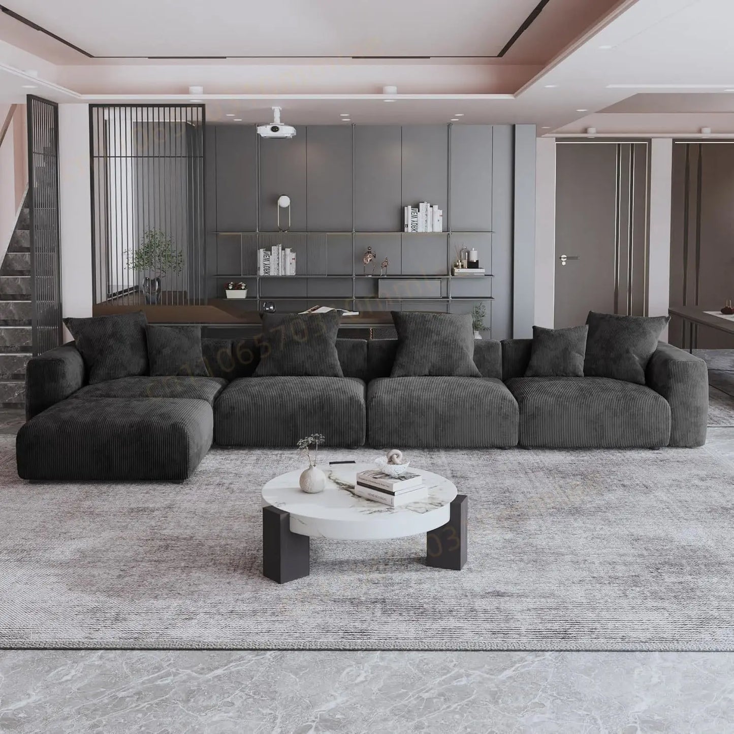DIGGERA 181" Oversized Compressed Sofa Boneless Couch Modular Sofas for Living Room Huge 4-Seats Sectional Couches with Chaise