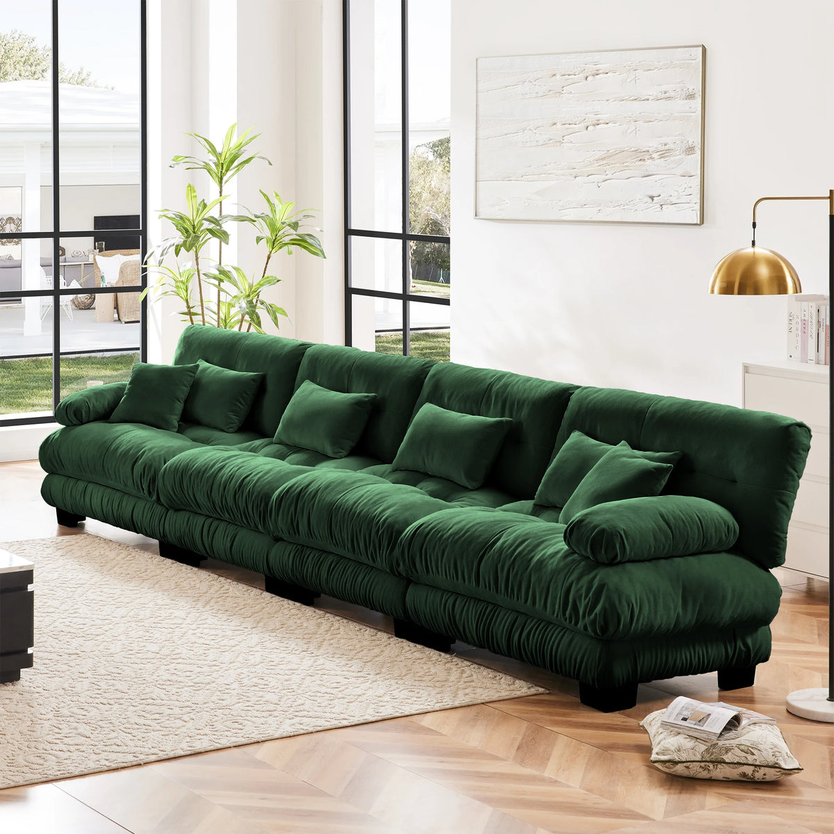 Oversized Modular Sectional Sofa Couch Comfy Cloud Deep Seat, Ottomans Chenille