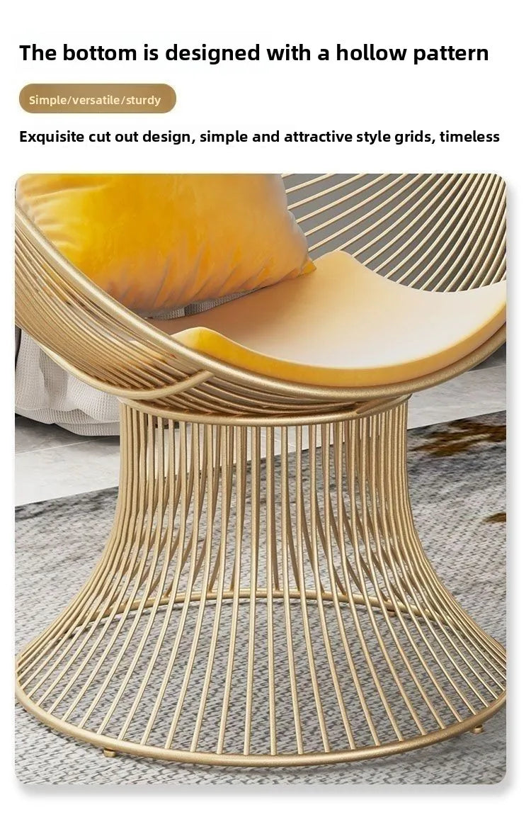 High-end stainless steel dining chair single sofa chair designer home living room wrought iron balcony