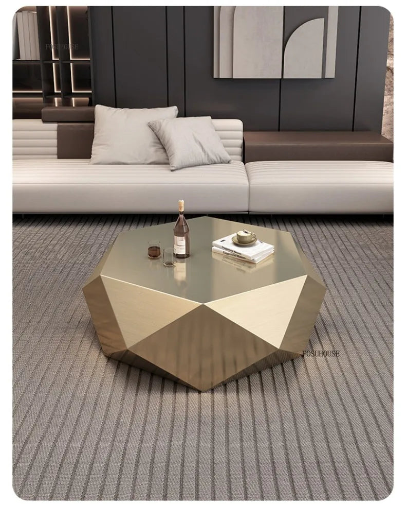 Minimalist Italian Coffee Tables for Living Room Irregularly Shaped Gold Metal Side Tables Luxury High-end Table for Office