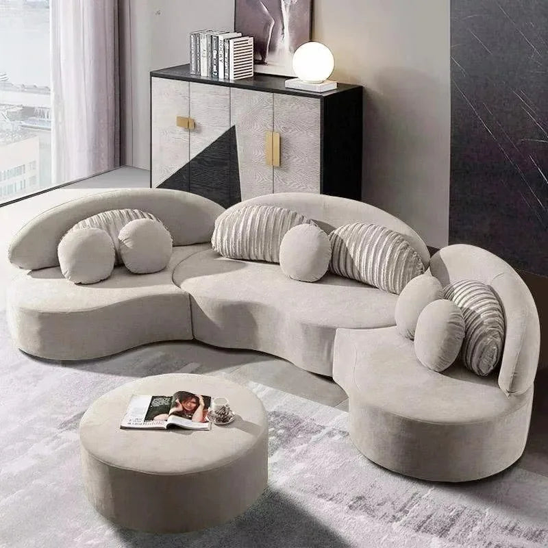 Nordic Set Furniture Living Room Curved Sofa Sectional Couch Set Modern Living Room Sofa Floor Sofas Couch