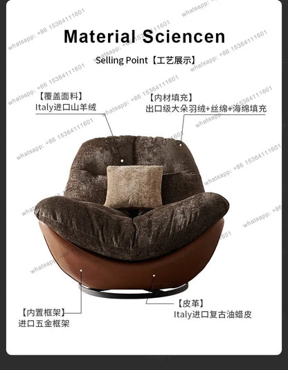 Italian minimalist lazy sofa chair modern simple living room bedroom home balcony swivel chair