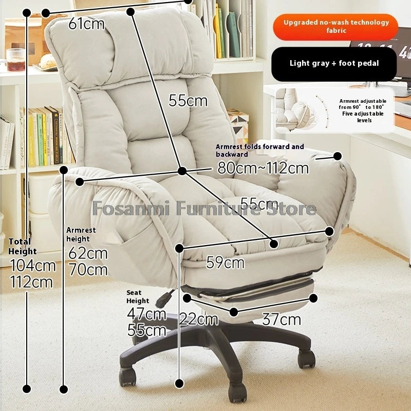 Comfort Soft Desk Chair with Adjustable Armrests Home Office Ergonomic Wide Seat Computer Chairs High-Back Gaming Recliner Chair