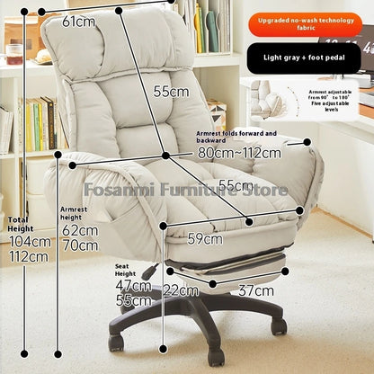 Comfort Soft Desk Chair with Adjustable Armrests Home Office Ergonomic Wide Seat Computer Chairs High-Back Gaming Recliner Chair