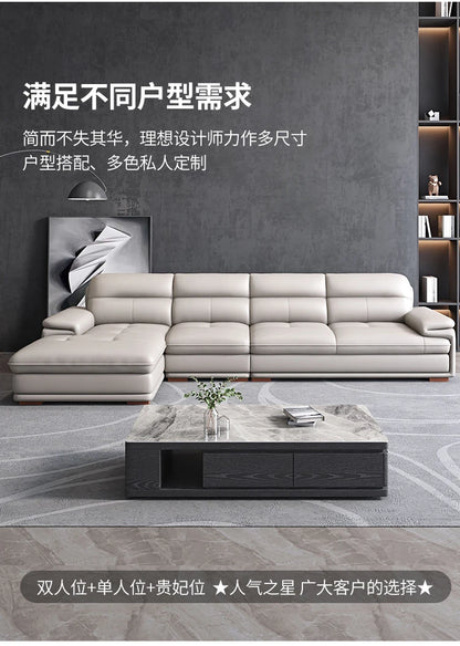 Italian leather, simple size apartment, sofa combination