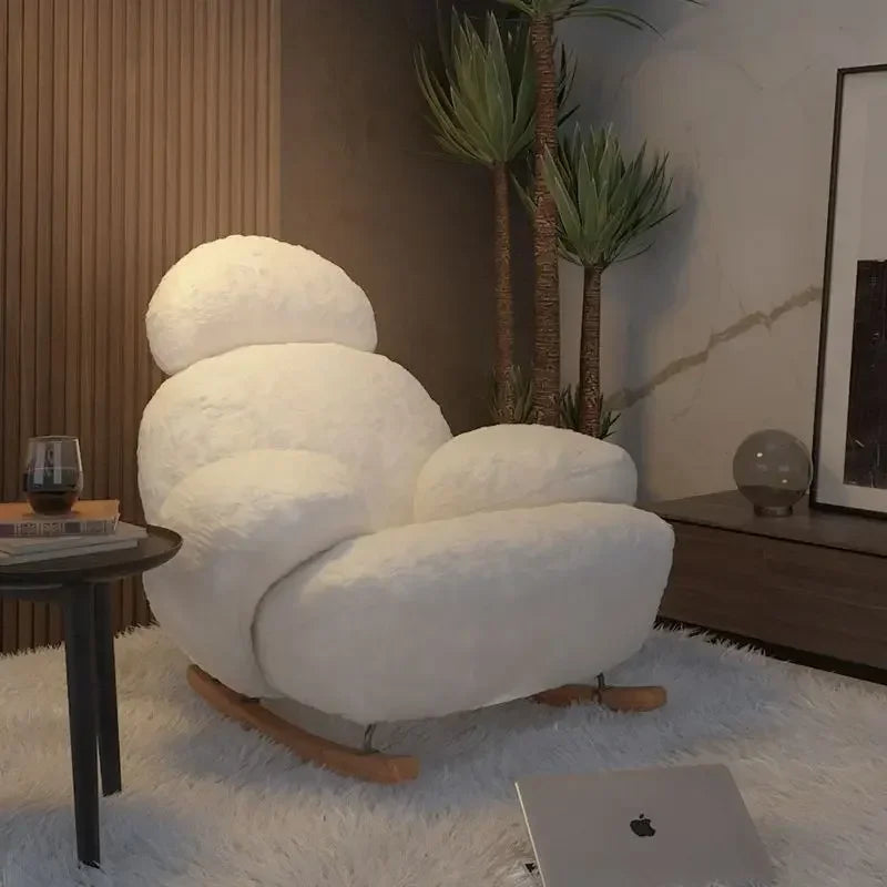 High quality Rocking Chair Sofa Creative Couch Wood Furniture Recliner Indoor Egg Chair Living  Sofa Chair Armchair Step Stool