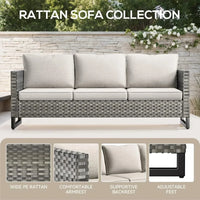 Patio Conversation Set with Fire Pit Table, Grey Resin Wicker Swivel Patio Chairs with Sofa Ottomans Side Table and Fire Table