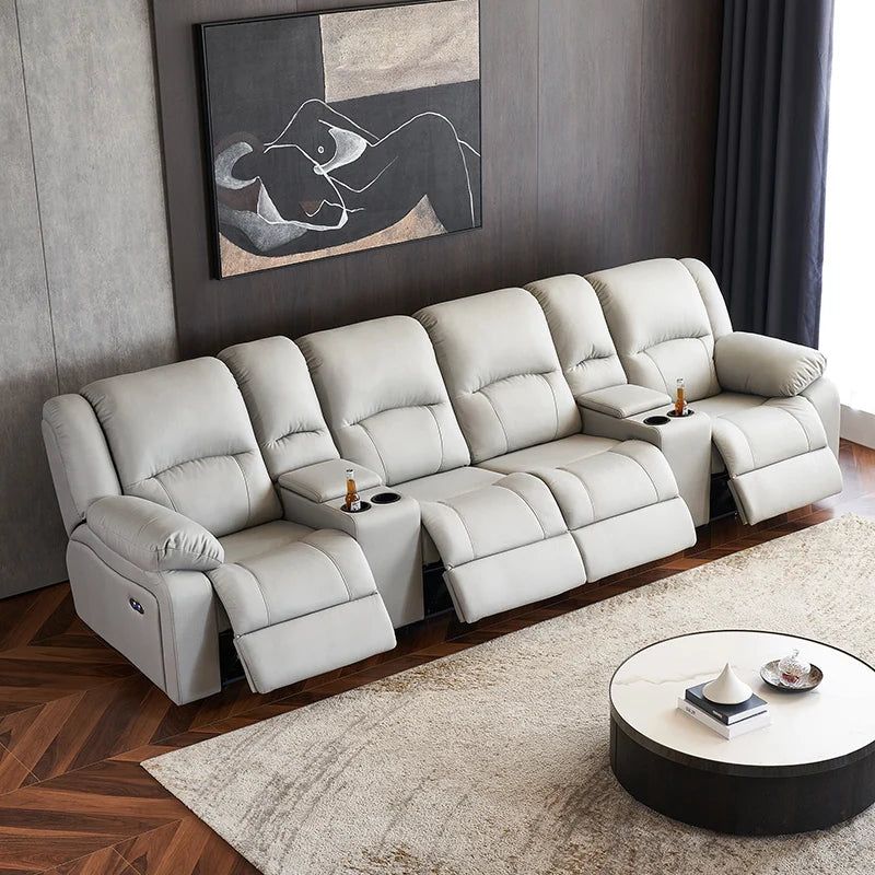 Leather sofa home theater electric sofa combination private audio and video room sofa recliner