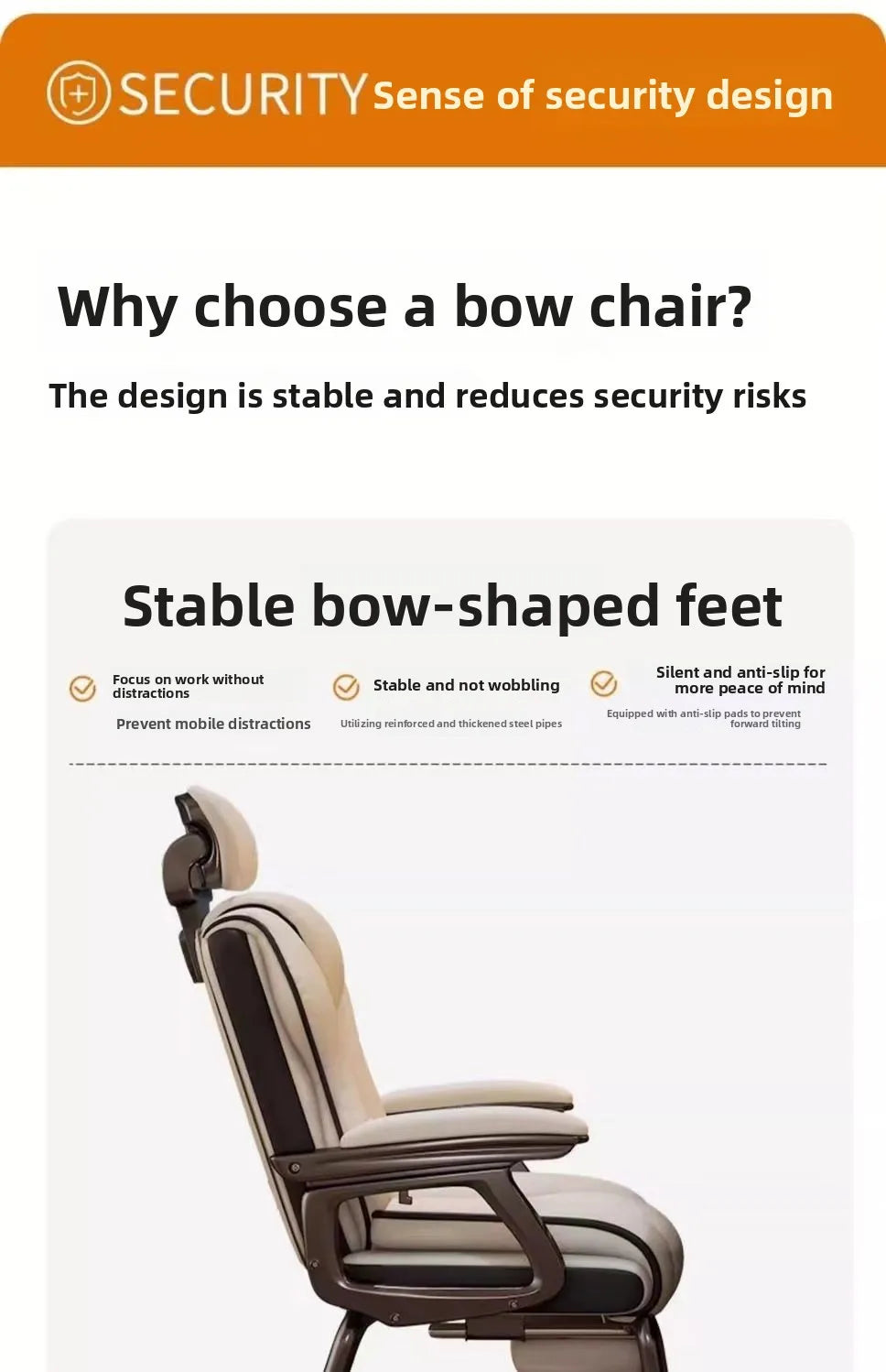 Ergonomic Office Chair with Adjustable Headrest, Latex Seat, Reclining Function & Linked Armrests, Bow Tie Base