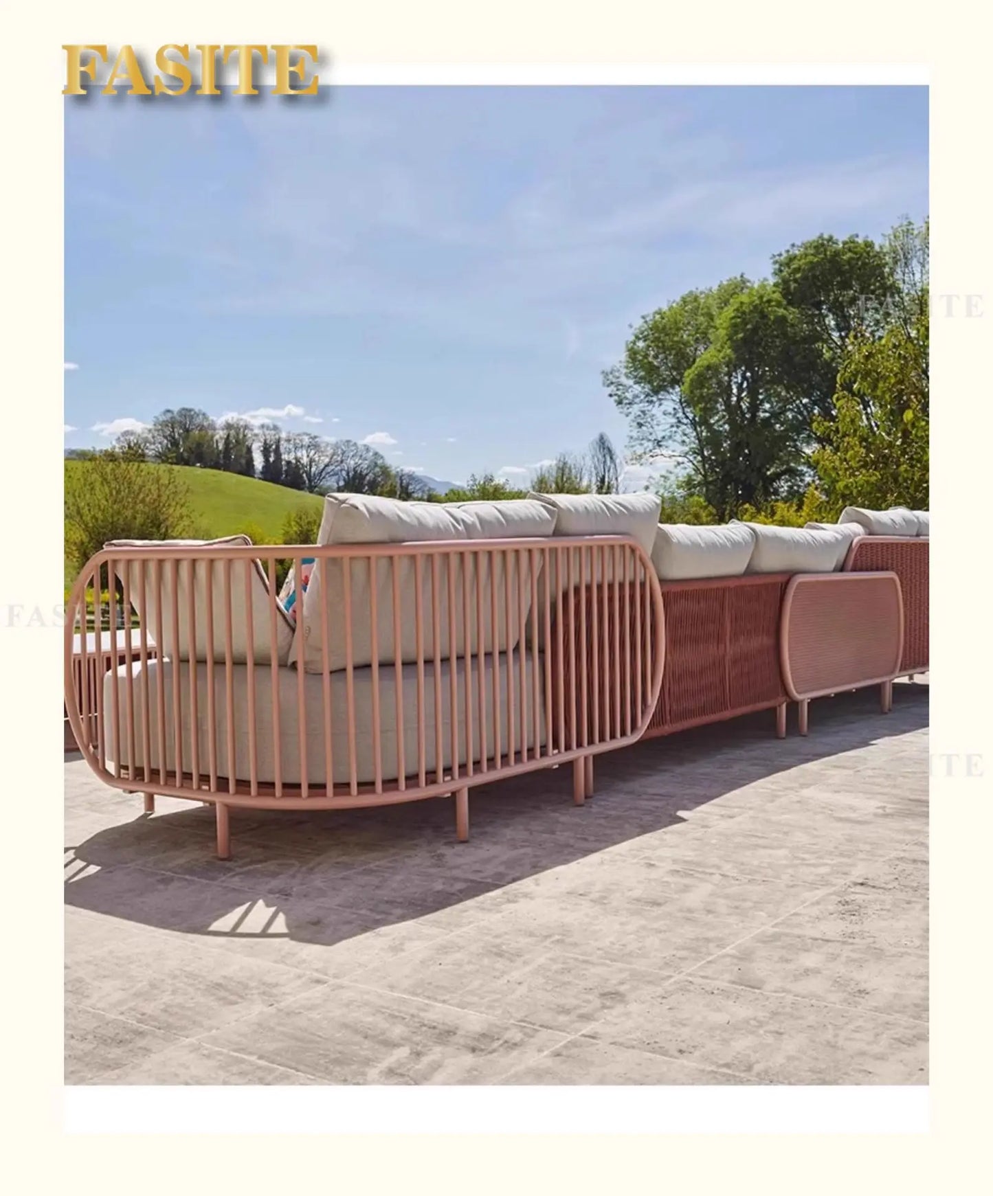 Outdoor sofa combination outdoor courtyard open-air villa living room hotel famous club rattan sofa