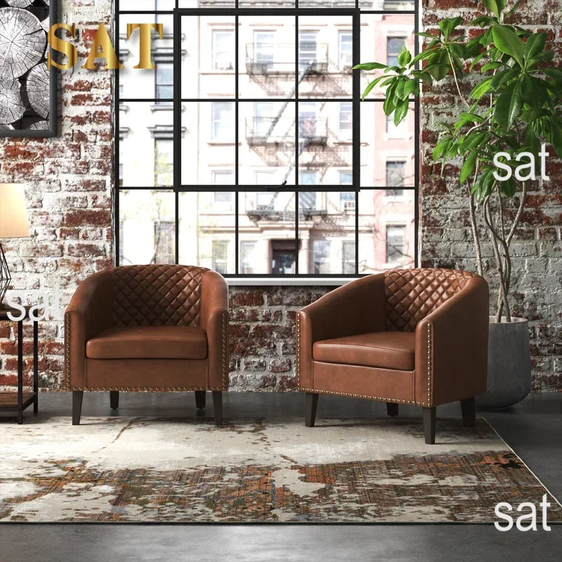 For Modern Tufted Upholstered Armchair Living Room Leisure Chair Single Sofa Chair Balcony Bedroom Study Room Barrel Club Chair