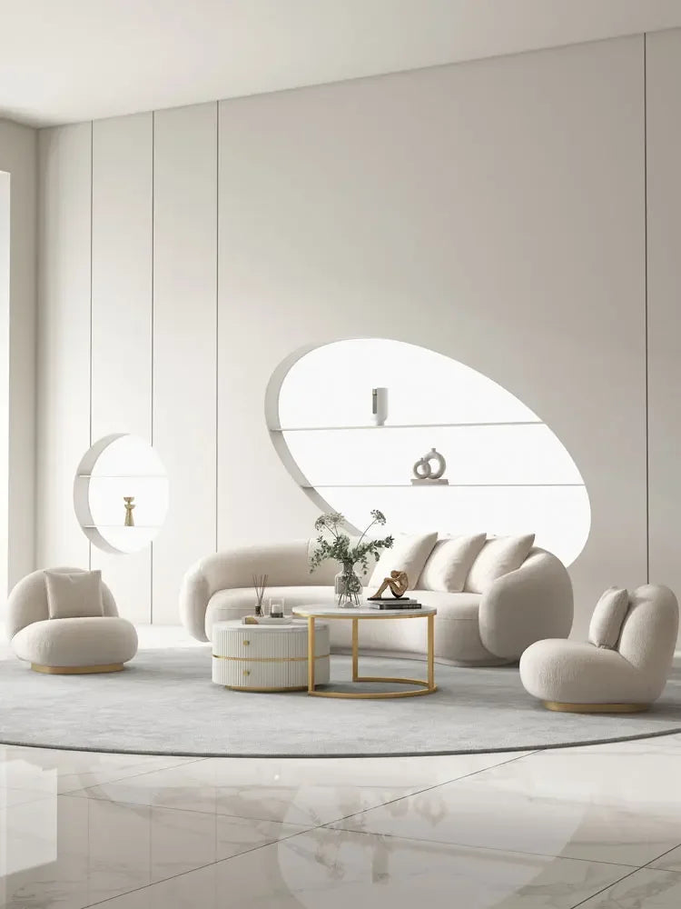 Nordic fabric sofa living room modern simple small apartment light luxury arc creative technology cloth