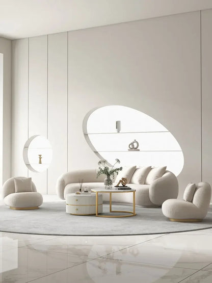 Nordic fabric sofa living room modern simple small apartment light luxury arc creative technology cloth