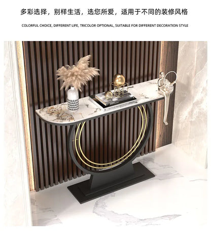 Light luxury entrance table, modern simple narrow case against the wall, aisle corridor decoration, golden end view table, entra