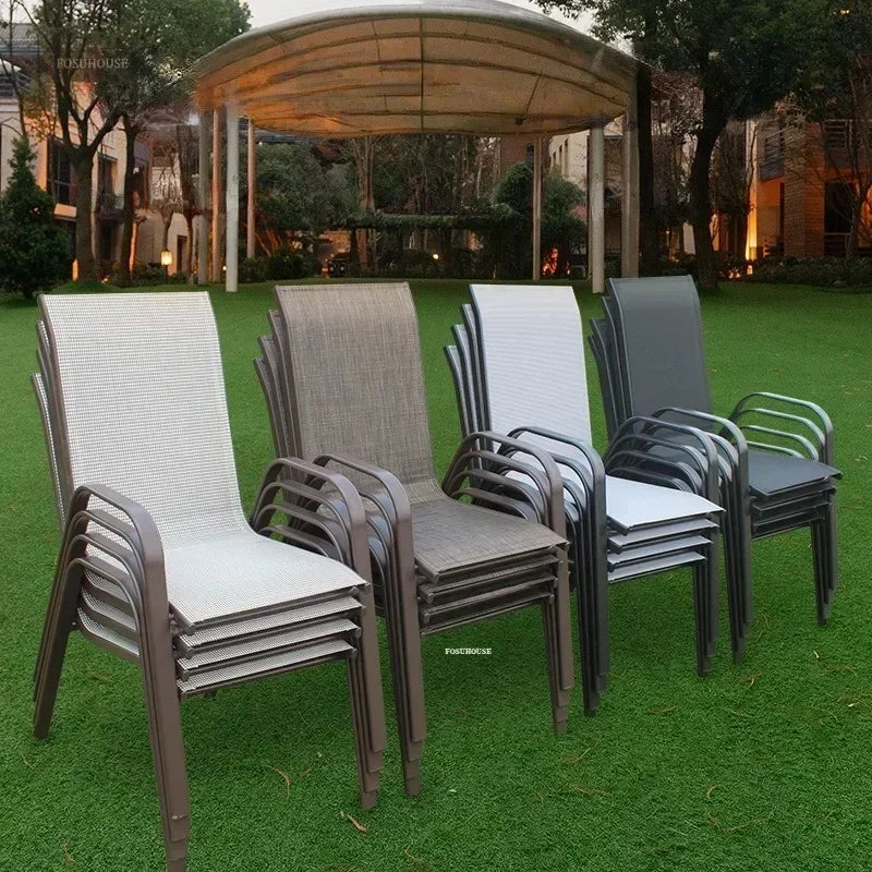 Nordic Beach Chairs Home Leisure Back Armchairs Outdoor Courtyard Balcony Waterproof and Sunscreen Iron Chair Outdoor Furniture