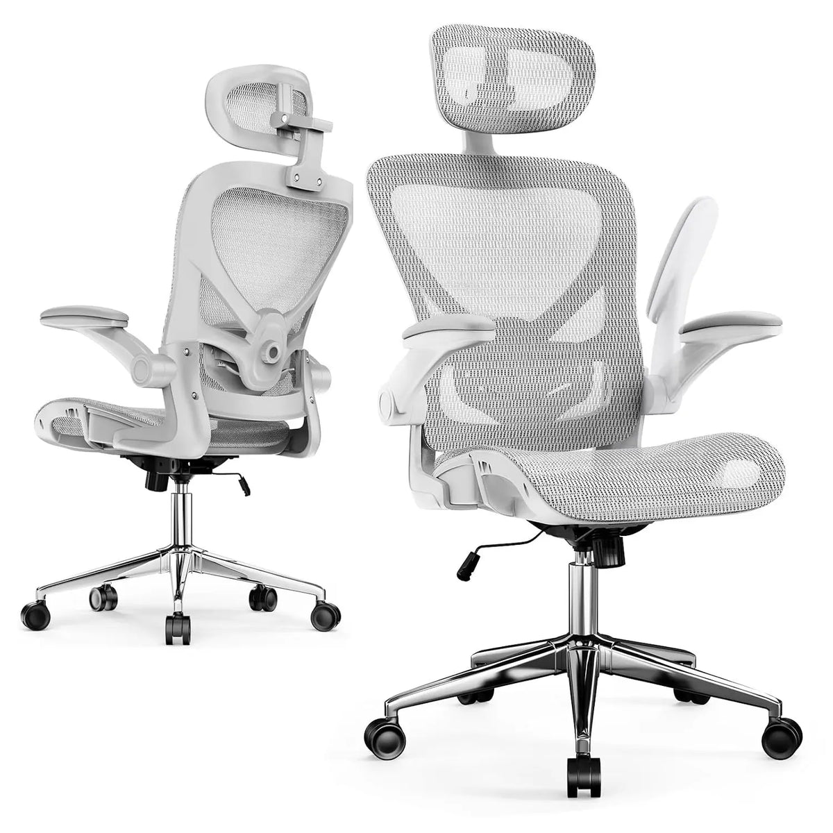 Ergonomic Mesh Office Chair, Flip Arms, Adjustable Headrest Lumbar & 90-120° Rocking Function, Customized