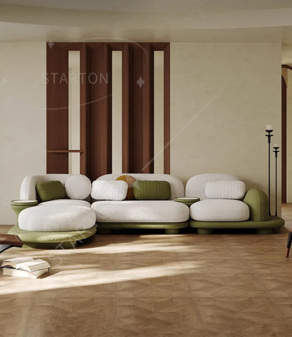 Italian minimalist pebble sofa living room designer size apartment corner combination sofa 2026 new special-shaped