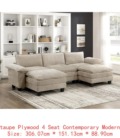 Modern 6-Piece Modular Sectional Sofa Set in Plush Chenille Upholstery for Comfortable Living Room Furniture - Durable Plywood