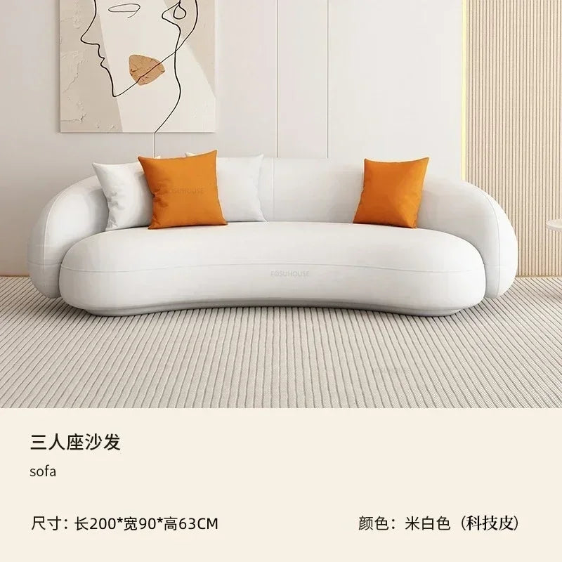 Curved Living Room Sofas Designer Beauty Salon Sofa Clothing Store Rest Area Reception Sofa Cream Style Living Room Furniture GL