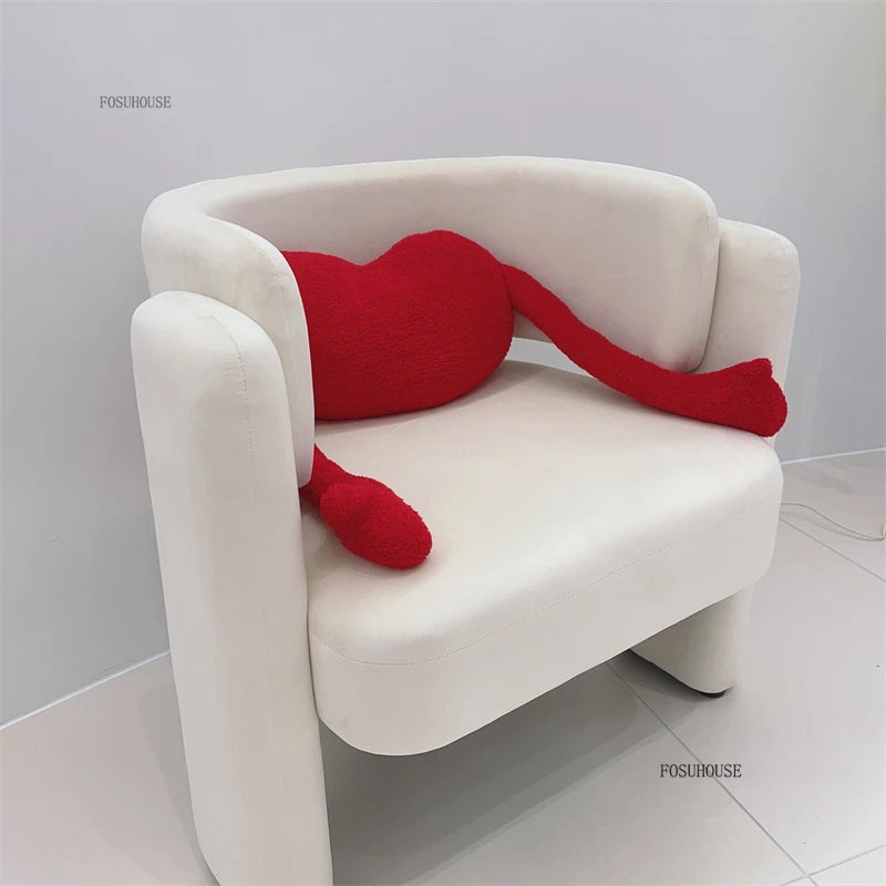 Simple Designer Flannel Backrest Living Room Chairs Light Luxury Leisure Armchair Living Room Furniture Balcony Lazy Single Sofa